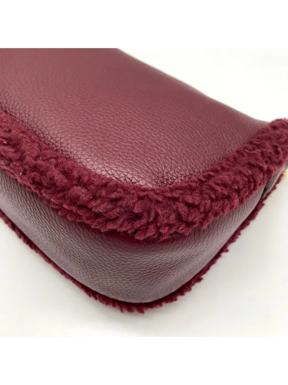 Michael Kors Oxblood Pebbled Leather Carmela Pouchette Crossbody Bag